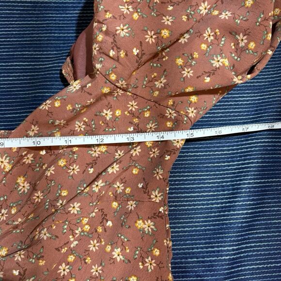 Altar’d State Danielyn Dress Womens L Brown Floral Cottagecore Puff Sleeve Boho - Picture 8 of 10